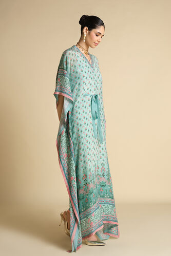 Kirsi Printed Kaftan - Aqua, Aqua, image 3